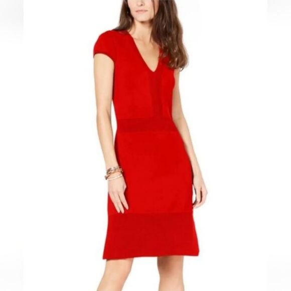 MICHEAL Micheal Kors Ottoman Flare-Hem Dress Mango Red Size 1X - Picture 1 of 11
